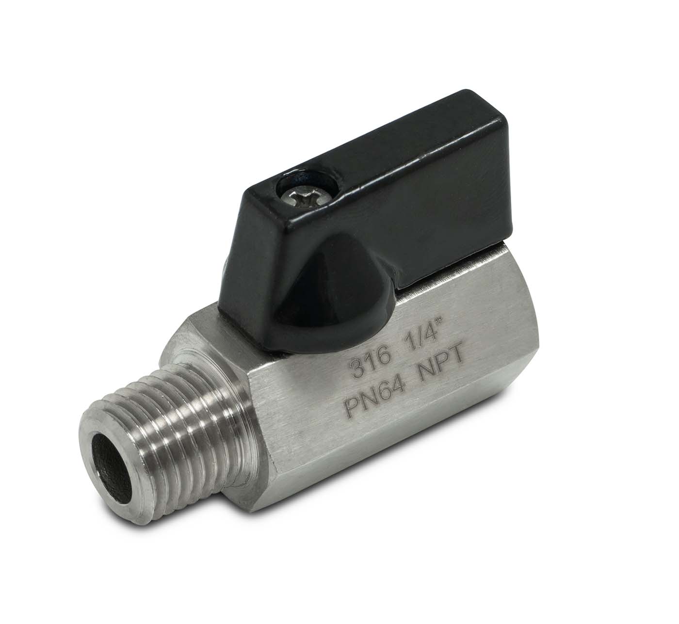 ANIX, 1/4" MNPT x 1/4" FNPT Miniature Ball Valve