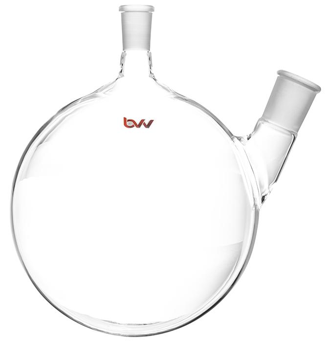 BVV, 2 Neck Offset Round Heavy Wall Bottom Flask - USA Made