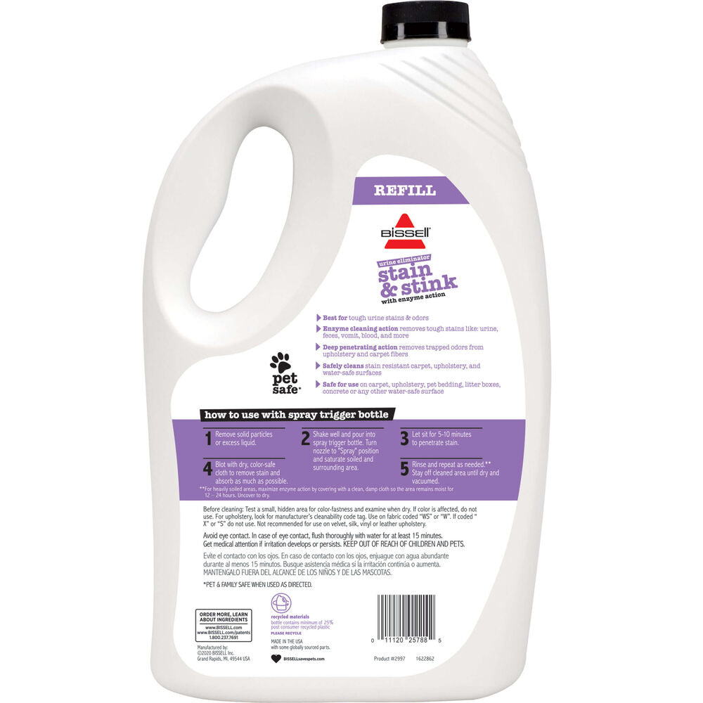 BISSELL, Pet Stain & Stink Remover with Enzyme Action for Carpet Gallon Refill (128 oz)